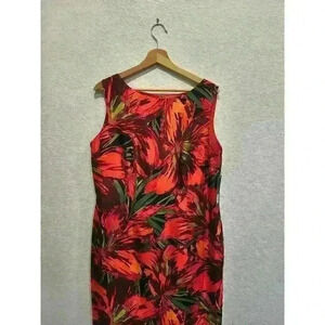Tahari NWT sz 14 black melon fern tahari print